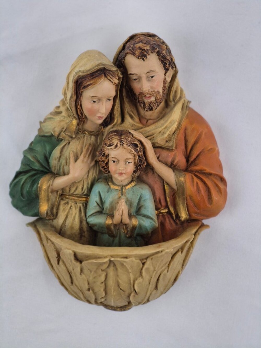 Vintage Holy Family Water Font Wall Plaque